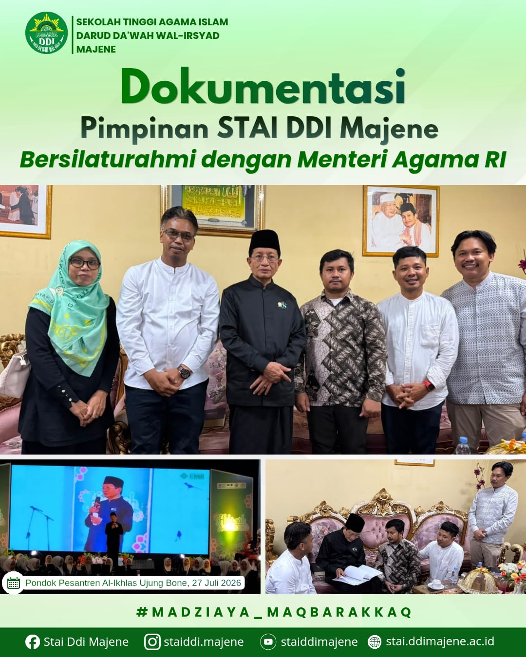 Perkuat Sinergi Pendidikan Islam, Pimpinan dan Sivitas Akademika STAI DDI Majene Bersilaturahmi dengan Menteri Agama RI